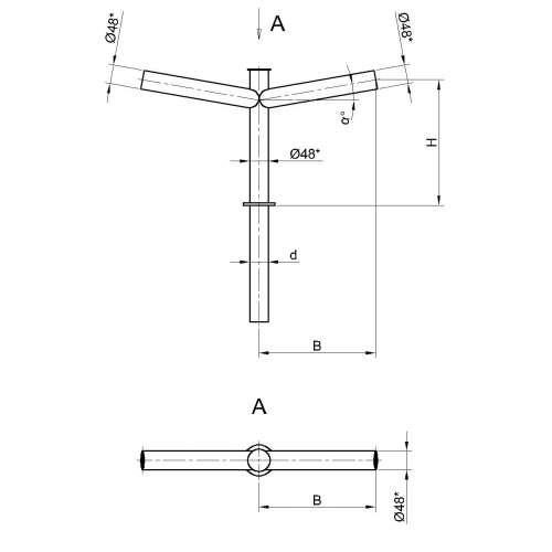 Консольный кронштейн двухрожковый К21-0,2-0,5-1-1